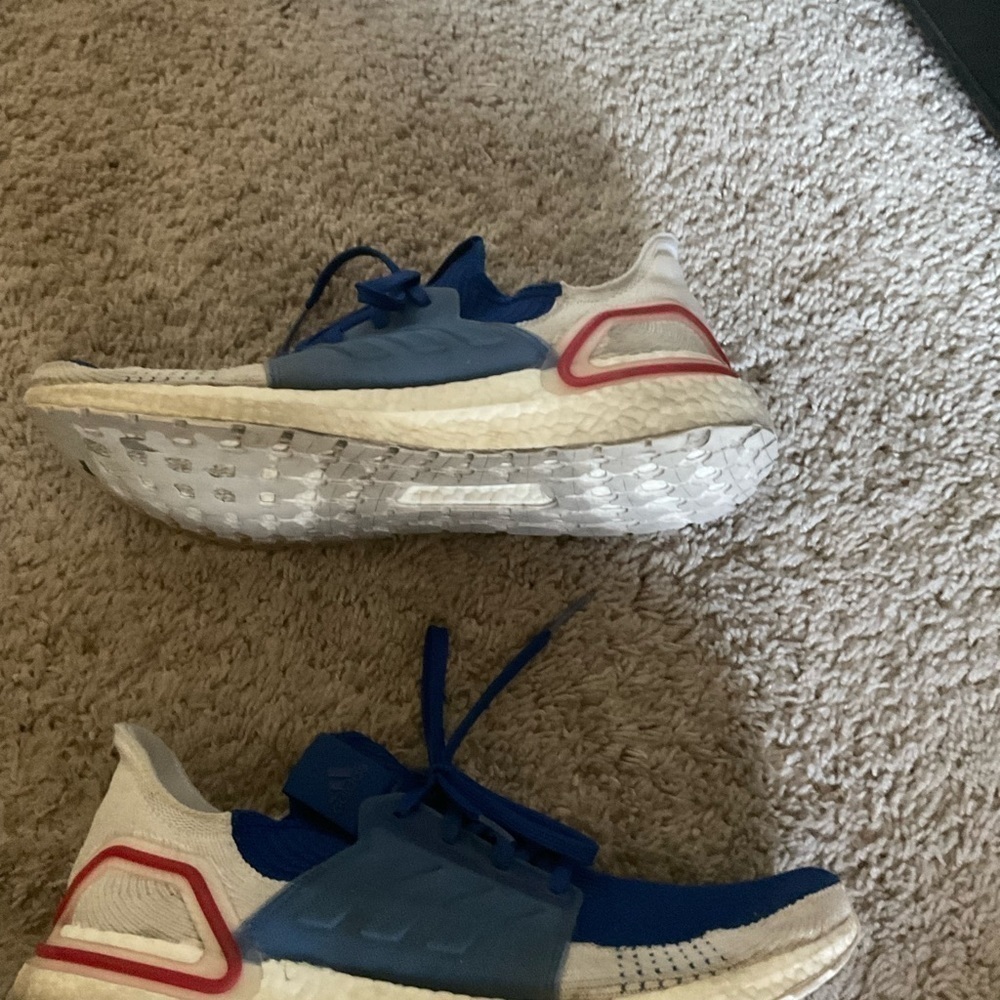 Adidas Ultraboost 19 Men Size 11.5 Running Sneaker Shoes Blue White EF1340 - Picture 7 of 8